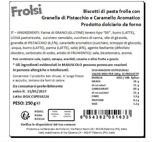 Biscotti pistacchio e caramello salato