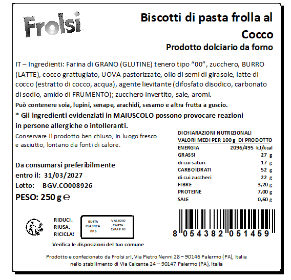 Biscotti di pasta frolla al Cocco