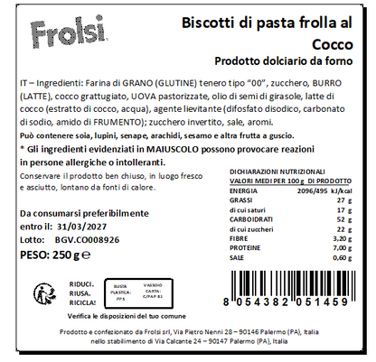 Biscotti di pasta frolla al Cocco